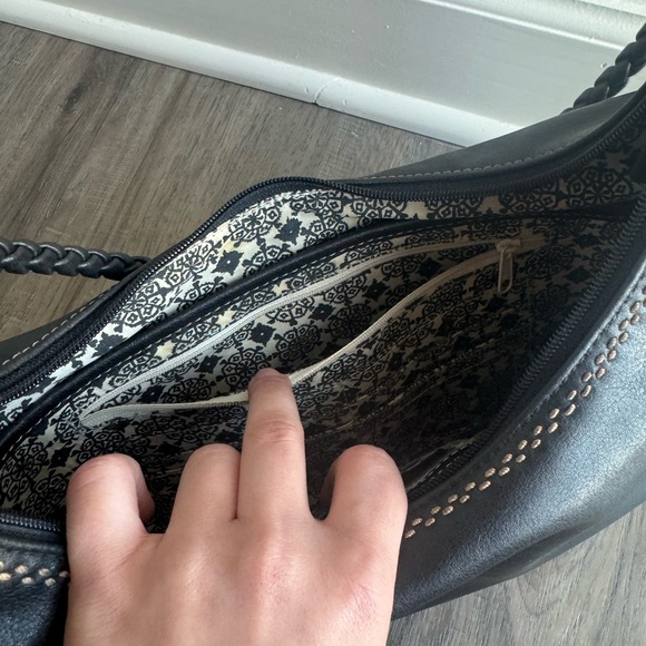 Classic Black Shoulder Bag with Braided Strap - Picture 6 of 9